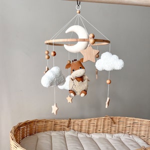 Dragon baby mobile Crib mobile with dragon , stars and clouds Felt mobile Dragon nursery