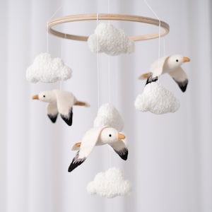 Gull baby mobile Crib mobile with Seagulls , Felt mobile  Birds nursery