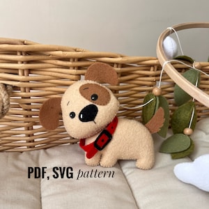 Patrón de fieltro perro DIY Juguete animal de granja Patrón Pdf