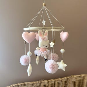 Bunny baby mobile Crib mobile with bunny , stars  Felt mobile bunny nursery