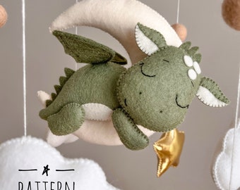 Dragon on the moon felt pattern DIY dragon toy Pdf pattern