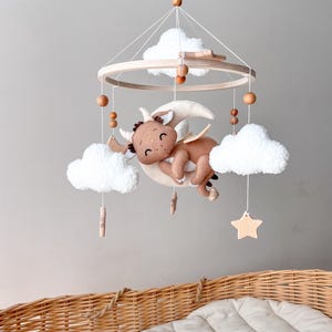 Dragon baby mobile Crib mobile with dragon , stars and clouds Felt mobile Dragon nursery