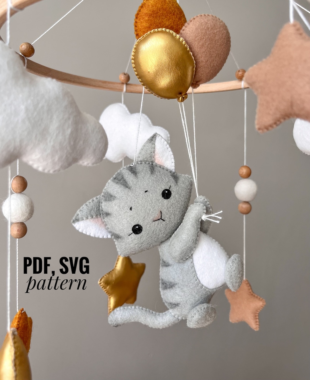 Kitten With Balloons Felt Pattern DIY Cat Toy Pdf Pattern - Etsy
