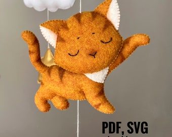 Kitten felt pattern DIY Cat toy Pdf pattern