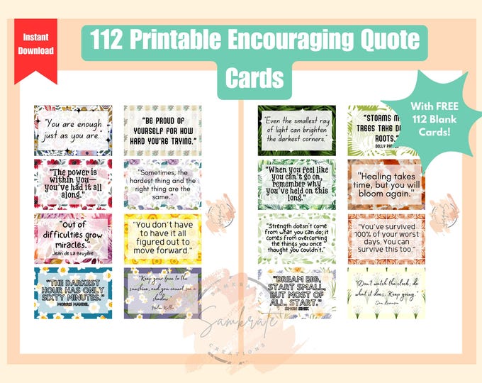 112 Printable Encouraging Quote Cards, Encouraging Cards, Journal ...