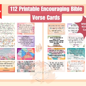 110 ermutigende Bibel-Vers-Karten druckbare Schriftkarten druckbare inspirierende Bibel-Vers-Karten Selbstfürsorge druckbare Bibel-Gedächtnis-Verse
