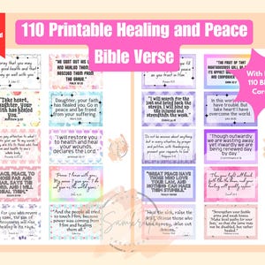 110 tarjetas con versículos bíblicos sobre sanidad y paz, tarjetas con versículos bíblicos para imprimir, tarjetas con versículos bíblicos inspiradores, cuidado personal, versículos bíblicos para memorizar para imprimir