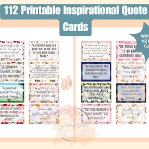 112 Printable Inspirational Quote Cards, Encouraging Cards, Journal Embellishment, Collage Ephemera Journal Decor Journal Sticker Quotes