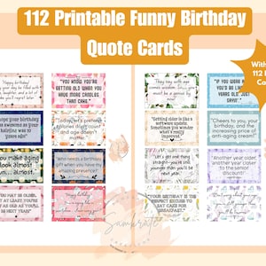 112 cartes de citation d'anniversaire drôles imprimables, cartes de joyeux anniversaire, embellissement de journal, citations autocollant de journal de décoration de journal de collage