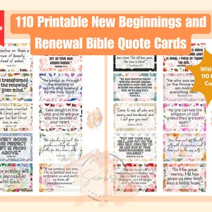 110 novos cartões de versículos bíblicos de começos, cartões de escrituras para impressão, cartões de versículos bíblicos de ano novo, autocuidado, versículo bíblico para memorizar para impressão