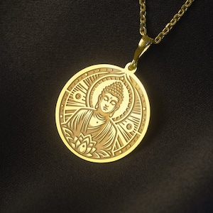 Buddha Necklace, Unique Design Buddha Necklace, Buddhism Necklace, Gold Buddha Pendant, Spiritual Necklace, Zen Buddha Necklace