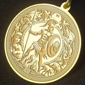 Ares Anhänger, griechischen Kriegsgott Halskette, Griechischer Gott Halskette, Gold & Silber Ares Anhänger, Ares Charm Anhänger, Gold Krieger Medaillon