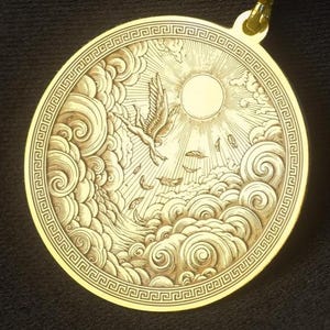Icarus Medallion Necklace: Greek Mythology Pendant, Sterling Silver or Gold