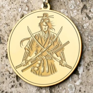 Samurai Necklace, Miyamoto Musashi Legendary Samurai Necklace, Samurai Charm Necklace, Unique Design Samurai Pendant, Christmas Gift