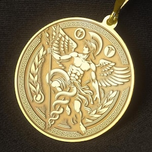 Hermes Necklace, Winged God of Speed  Trade Pendant, Hermes Goddess Pendant, Caduceus Pendant, Gold and Silver Hermes  Pendant, Gifr For Her