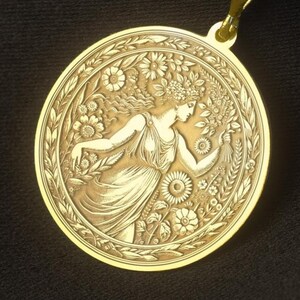Persephone Medallion Necklace: Engraved Greek Goddess Jewelry