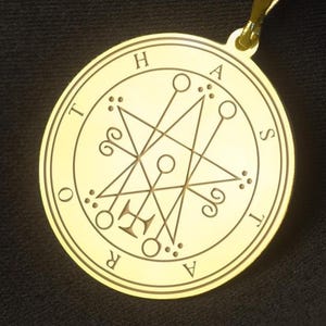 Astaroth Sigil Necklace, Goetia Demon Seal Pendant, Occult Gold Medallion, Satanic Witchcraft Jewelry, Esoteric Talisman Amulet, Sigil Charm