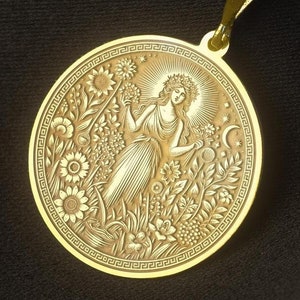 Persephone Necklace, Persephone Goddess Pendant, Underworld Queen Pendant, Spring Goddess Pendant, Gold & Silver Persephone Pendant