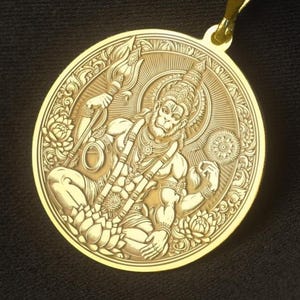 Hanuman Medallion Necklace: Sterling Silver Hindu Amulet, Spiritual Protection
