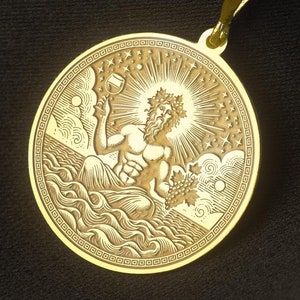 14k Gold Dionysus Medallion Necklace: Greek Mythology Pendant
