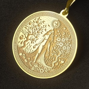 Persephone Medallion Necklace: Greek Mythology Pendant, Sterling Silver or Gold