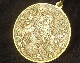 Dagda Medallion Necklace – Celtic God of Wisdom, Gold or Silver