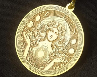 Theia Goddess Medallion Necklace – Sterling Silver Mythology Pendant