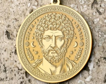 Marcus Aurelius Medallion Necklace, Roman Coin Pendant, Stoic Jewelry