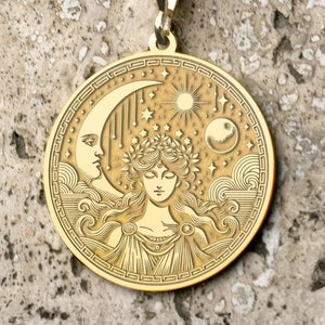 14k Gold Aphrodite Necklace: Greek Goddess Pendant, Engravable