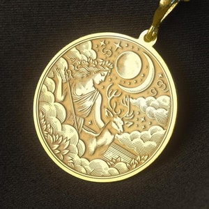 Diana Goddess Necklace: Stag Medallion Pendant