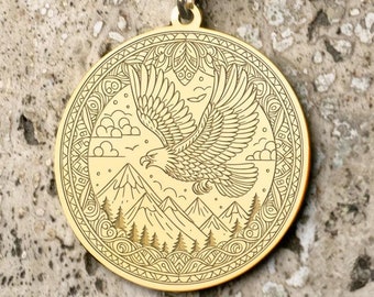 Eagle Pendant Necklace: Engraved Silver Option