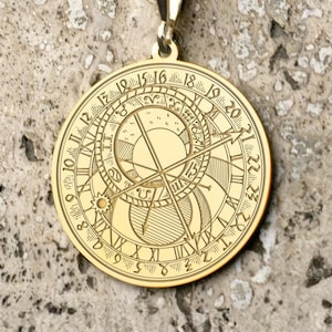 Astronomical Clock  Necklace, Prag Astronomical Clock Necklace, Clock Pendant, Unique Design Astronomical Clock Pendant, Astrology