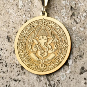 14k Solid Gold Ganesha Necklace: Good Luck & Wisdom Amulet