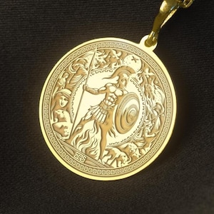 Ares Medallion: Engraved Greek God of War Pendant, Sterling Silver or Gold