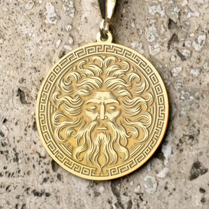 Zeus Necklace, Zeus Pendant Necklace, Zeus God Pendant, Unique Design Zeus Necklace, Zeus Jewelry, Gold Zeus Medallion, Gift For Her