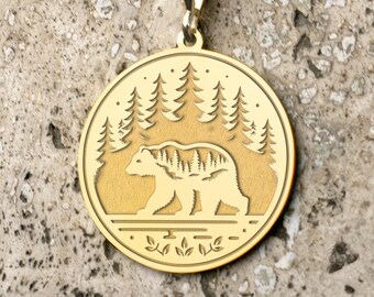 Collar de oso: colgante para amantes de la naturaleza, regalo grabado