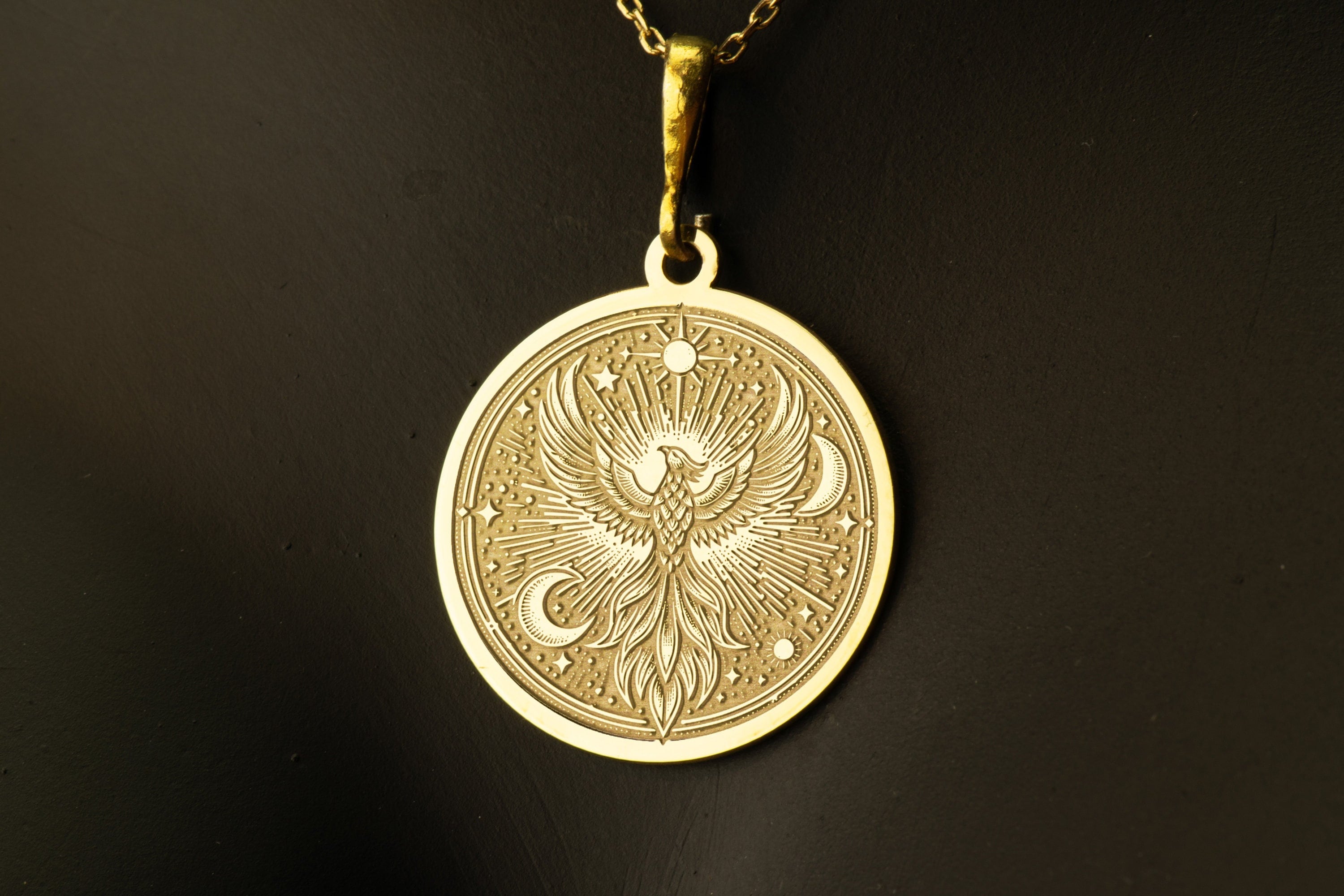 Collana Con Ciondolo Fenice In Argento Sterling 925 – Cristalli Rossi E Gialli – Portafortuna – Irena Silver