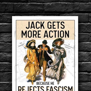 Because He Rejects Fascism Poster - Digital Anti-Fascism Art - Dowloand and Print it Yourself
