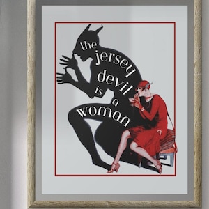 Vintage Jersey Devil Woman Art Print, NJ Flapper Decor