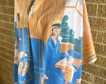 Art Deco Train Car Vintage Scarf Shawl or Wrap for Summer