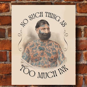 Vintage Tattooed Man Poster: Victorian Tattoo Shop Wall Decor