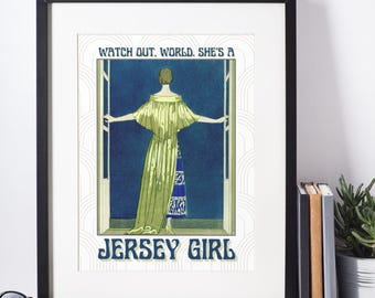 Jersey Girl Art Deco Poster for New Jersey Native