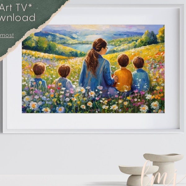 Mother's Day, Spring Tones, Samsung Frame TV Art, Monet-Style Painting, Digital Download Frame TV Art, Widescreen Digital Art