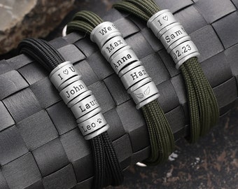 Gift for Him, Mens Bracelet Personalized, Adjustable Custom Handmade Jewelry, Fathers Day Christmas Birthday Gifts For Dad Him Boyfriend Kid