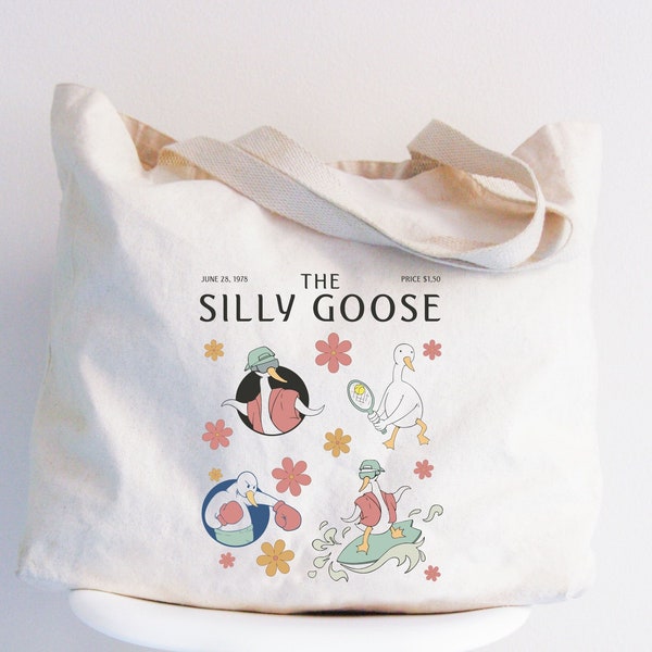 Silly Goose Tote Bag, Funny Silly Goose Bag, Goose Gifts Bag, Funny Canvas Bag, Magazine Tote Bag, Goose Magazine Tote