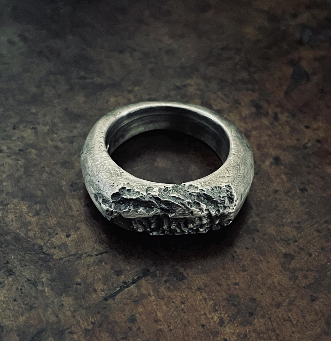 Distressed Sterling Silver Signet Ring. - Etsy