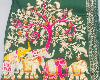 Handbestickter Pashmina-Schal, Elefanten-bestickte Kaschmir-Schals, weiche, weiche Haptik, wunderschöner Pashmina für Frauen, Muttertagsgeschenk