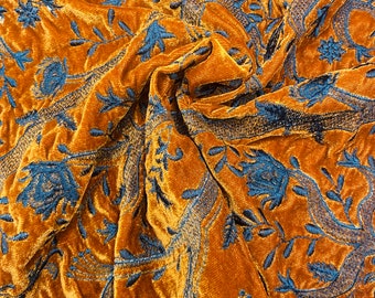 Embroidered Velvet Shawl Party Wear Heavy Embroidered Velvet Shawl Wrap Elegant Handmade Scarves for Women\ Rust Shawl