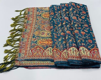 Paisley Bloemen Sjaal, Pashmina Sjaal Dames Winter Sjaals, Omkeerbare Hoofd Wraps, Festival Sjaals Boho Chic Stijl