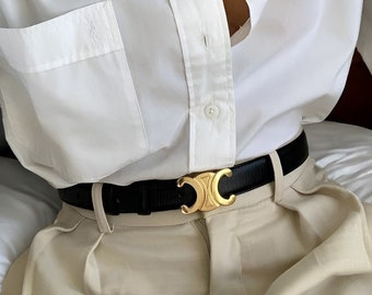 Leather Belt for Women, Triomphe Inspired, Belt, Leather, Designer, Women, Black, Brown, Triomphe, Women Leather Belt, Vintage Belt Designer